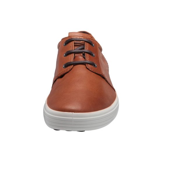 Ecco Men's Soft 7 Plain Toe Sneaker Lace Up Leather Comfort Oxford Shoe Cognac - Picture 4 of 9